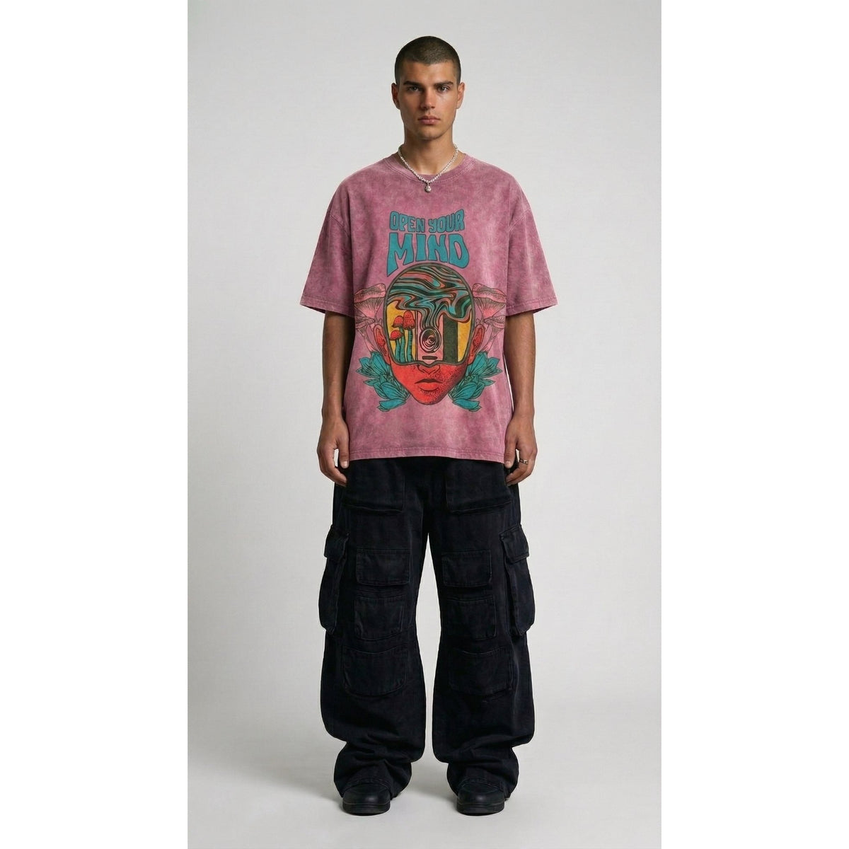 Open you mind - Washed Oversized T-shirt | NEX Streetwear Egypt | 