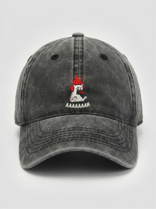 AAAAAAH Cat Washed Cap – Washed Black – NEX