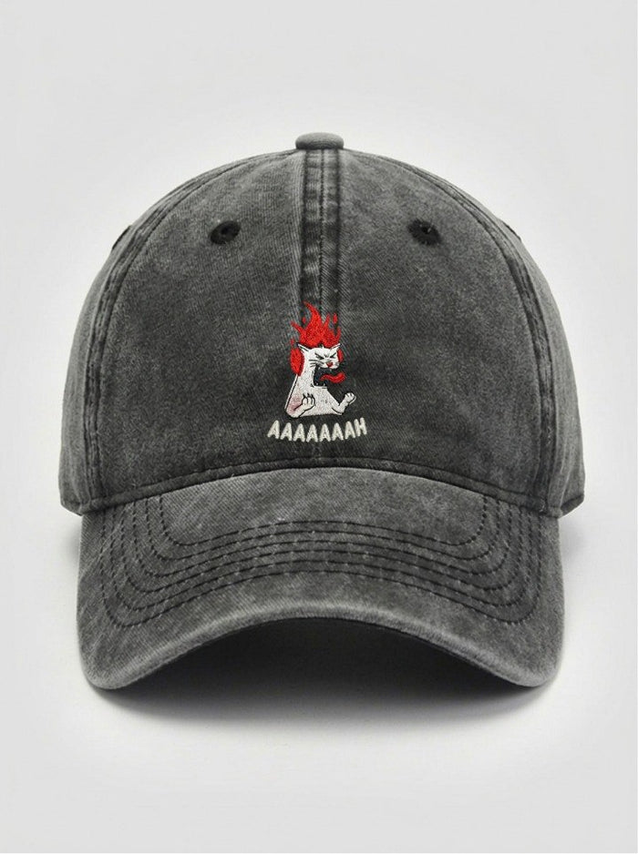 AAAAAAH Cat Washed Cap – Washed Black – NEX
