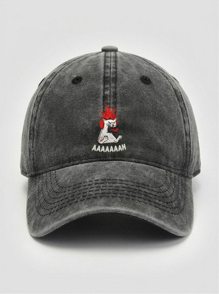AAAAAAH Cat Washed Cap – Washed Black – NEX