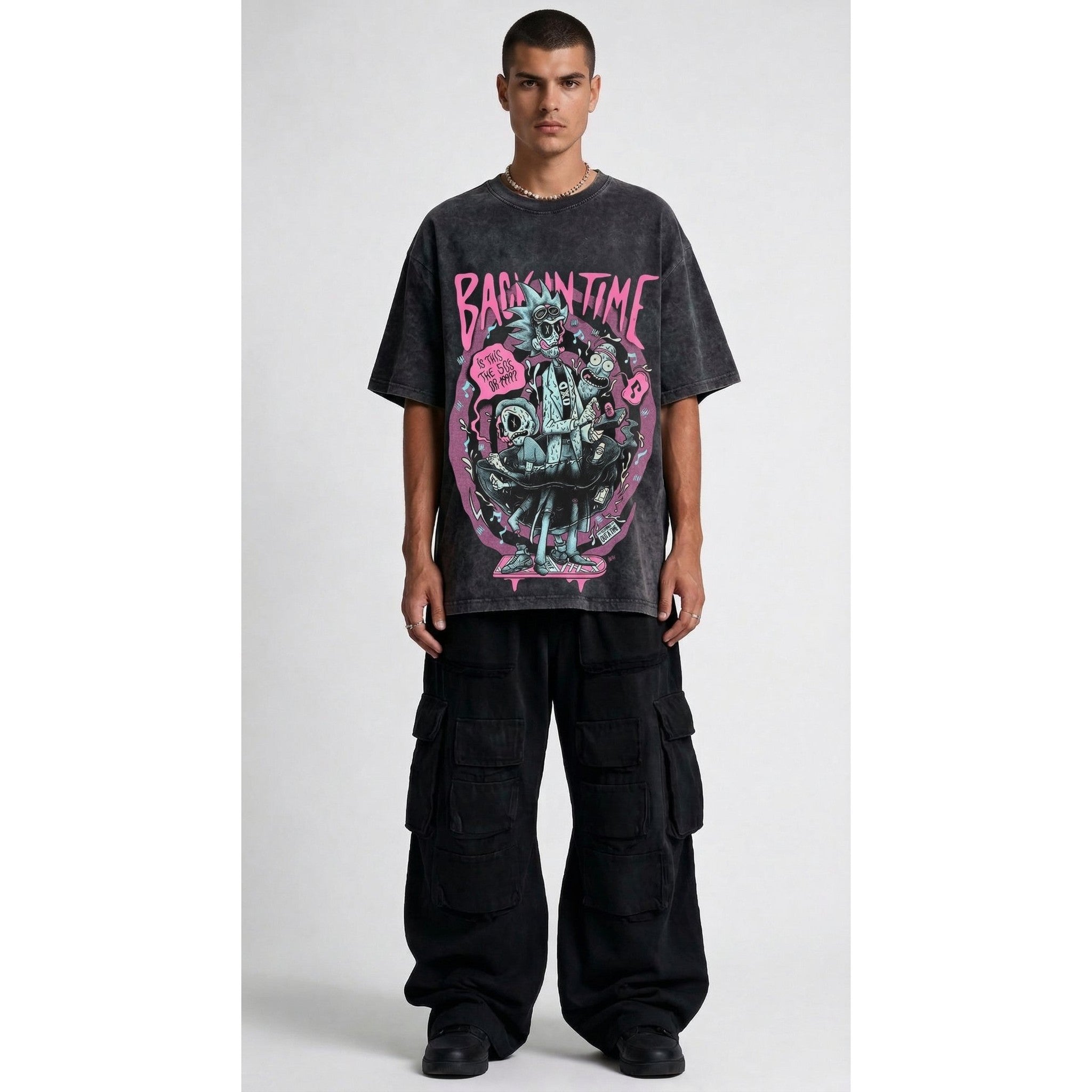 Washed Oversized Unisex T-Shirt - Rick & Morty