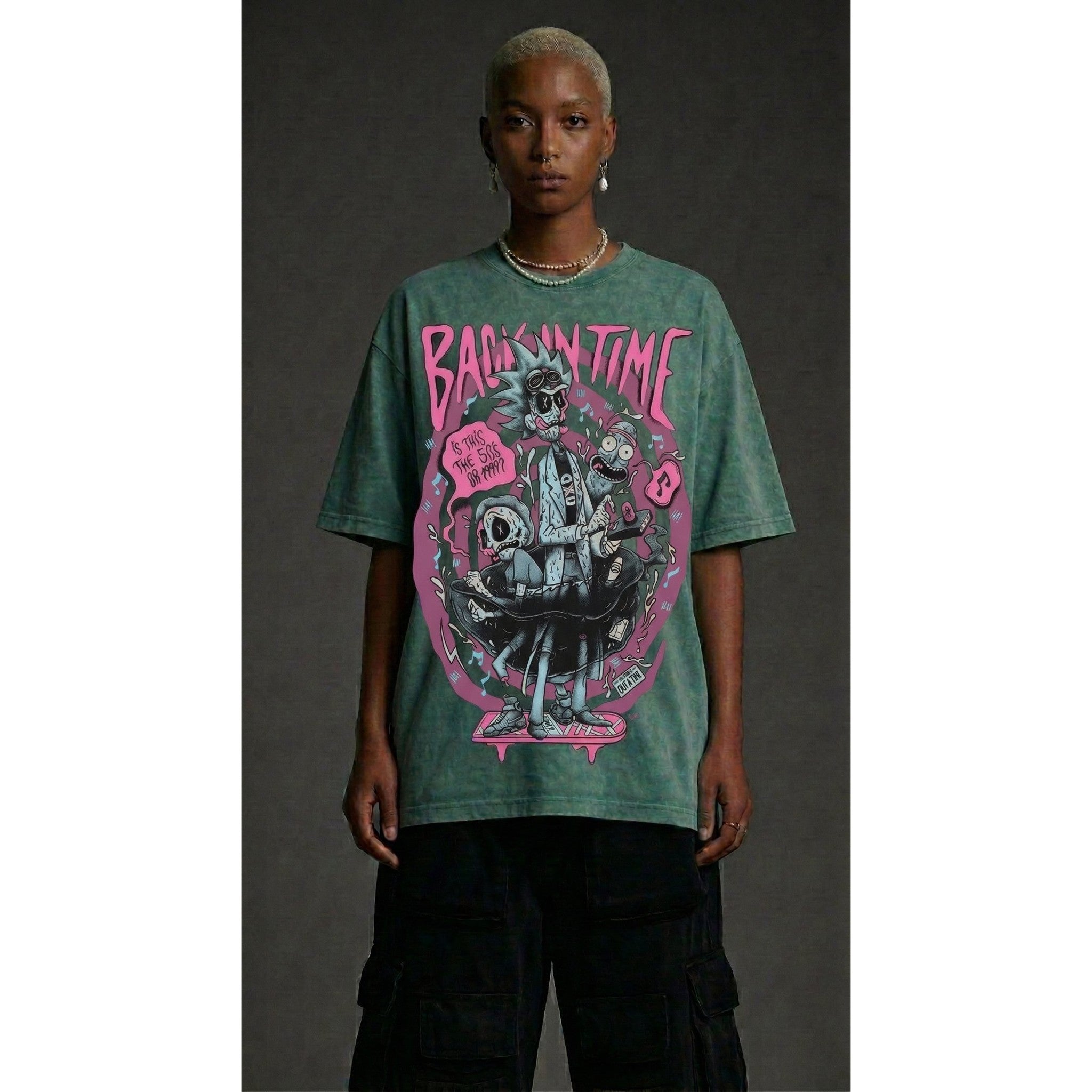 Washed Oversized Unisex T-Shirt - Rick & Morty