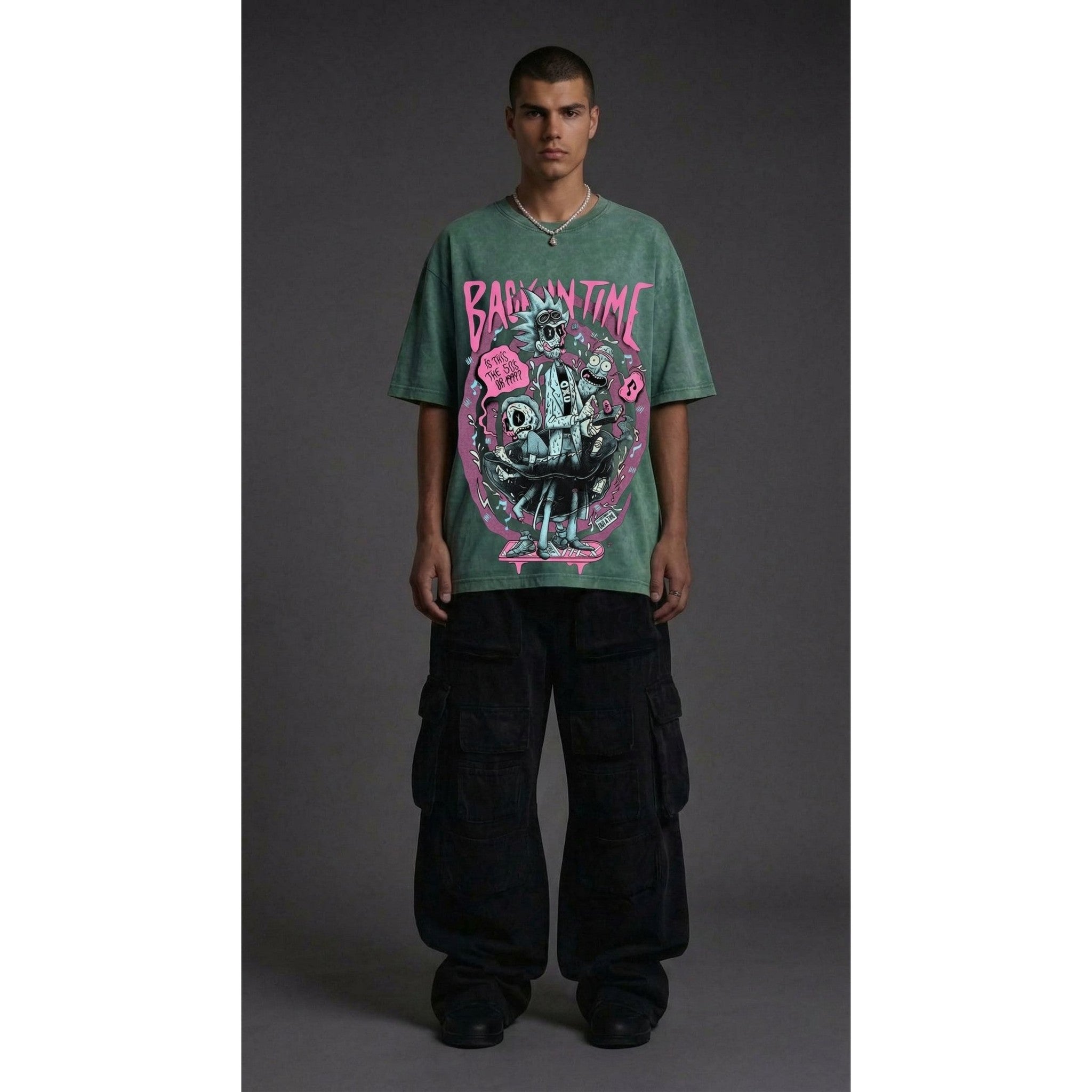 Washed Oversized Unisex T-Shirt - Rick & Morty