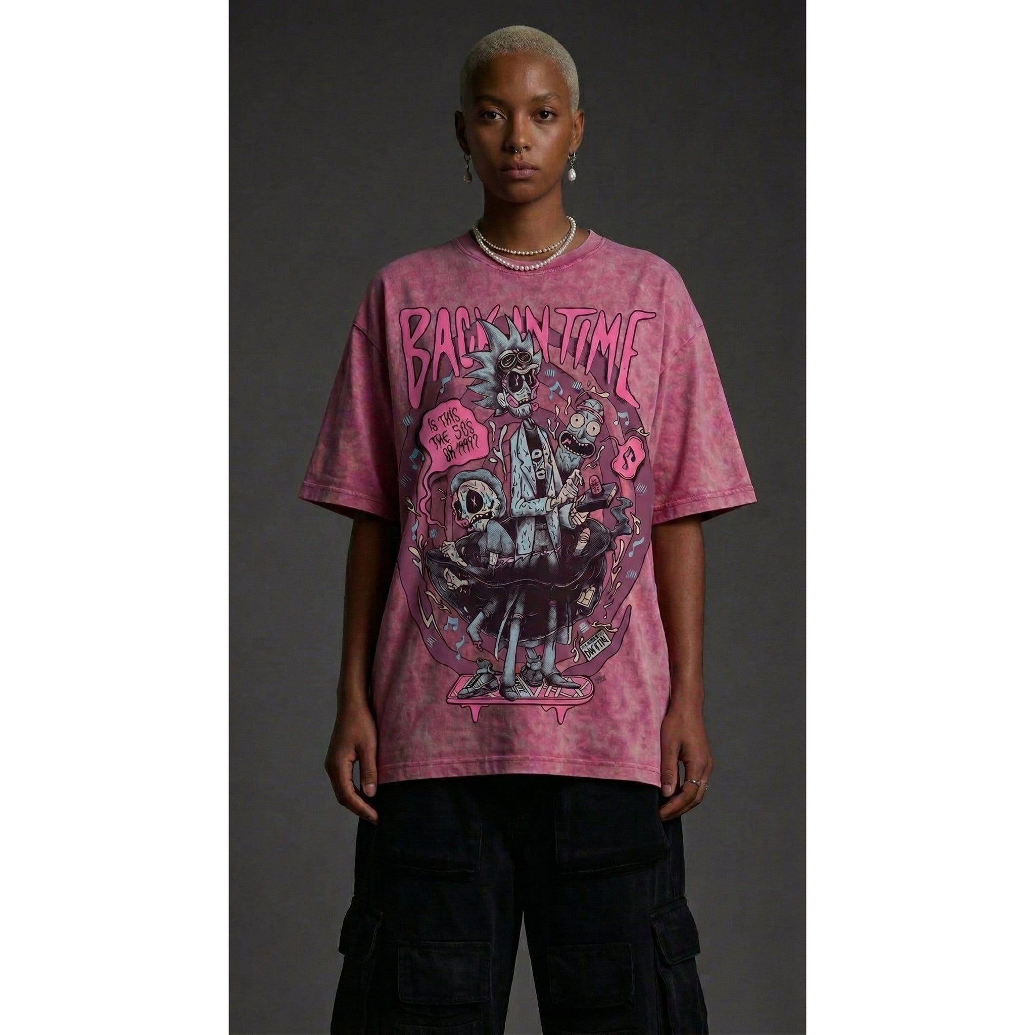 Washed Oversized Unisex T-Shirt - Rick & Morty