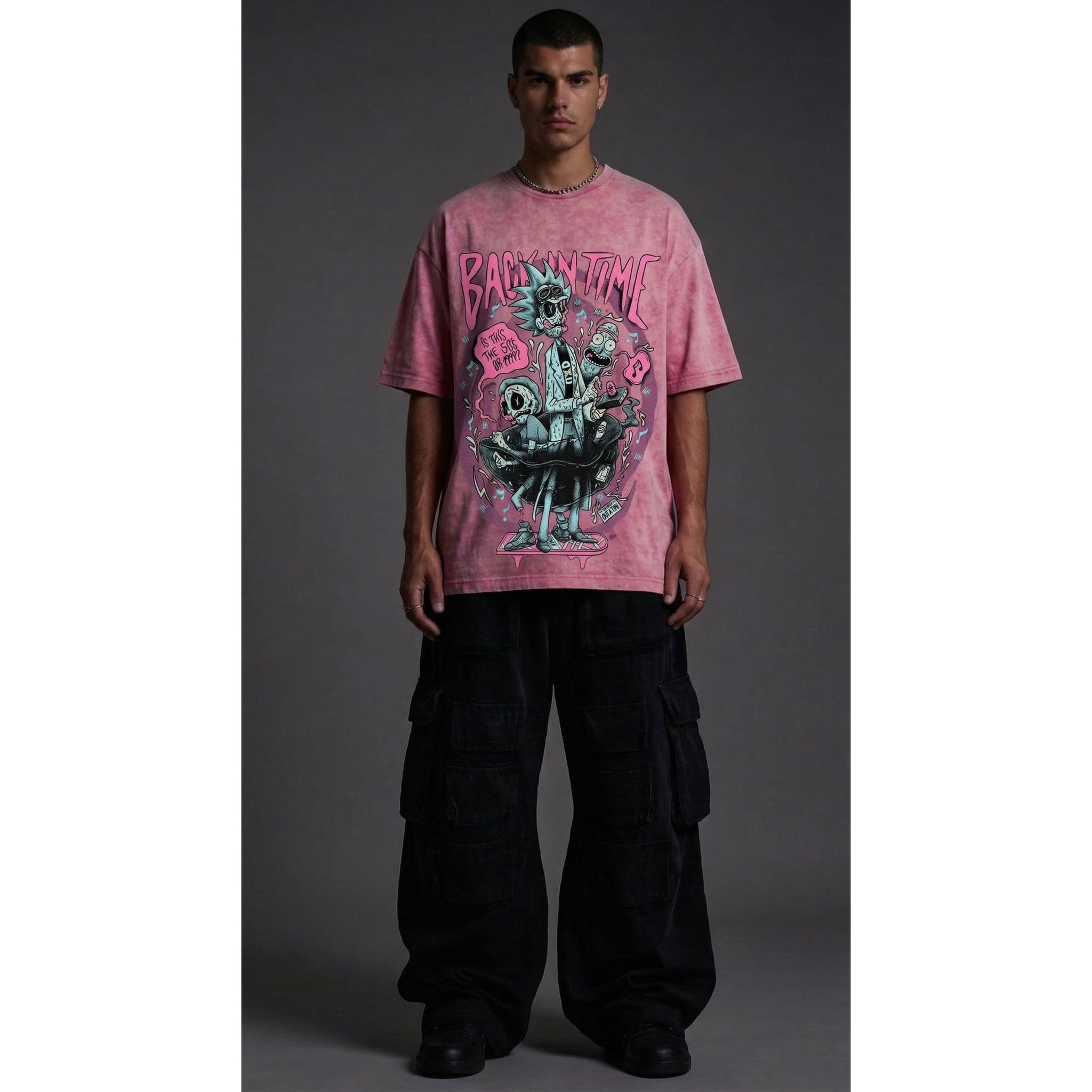 Washed Oversized Unisex T-Shirt - Rick & Morty